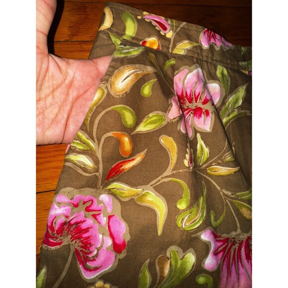 Talbots Floral Print Cropped Stretch Pants Size 8 Preppy Classic Boho Coastal - Picture 4 of 7